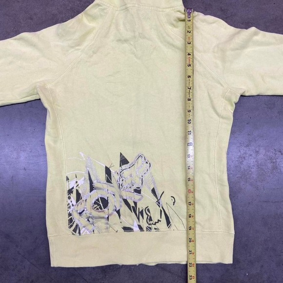 Fox Racing Yellow and white zip up hoodie with unique graphics - Picture 6 of 7